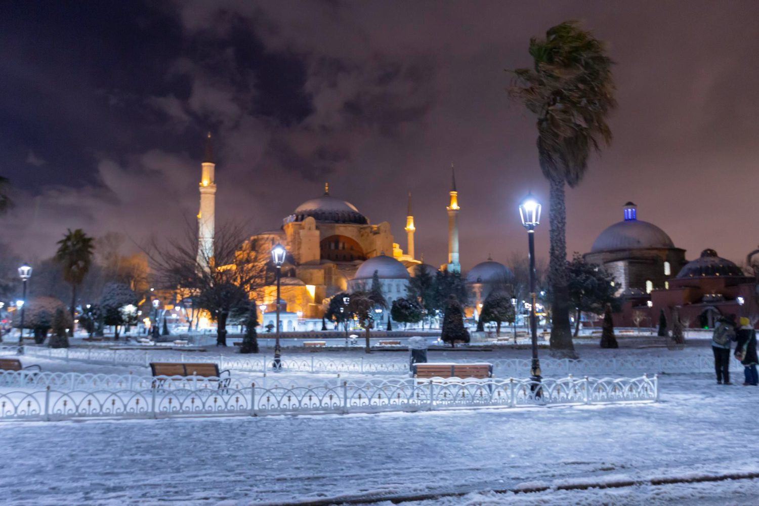 Istanbul Hagia Sophia under snow in January